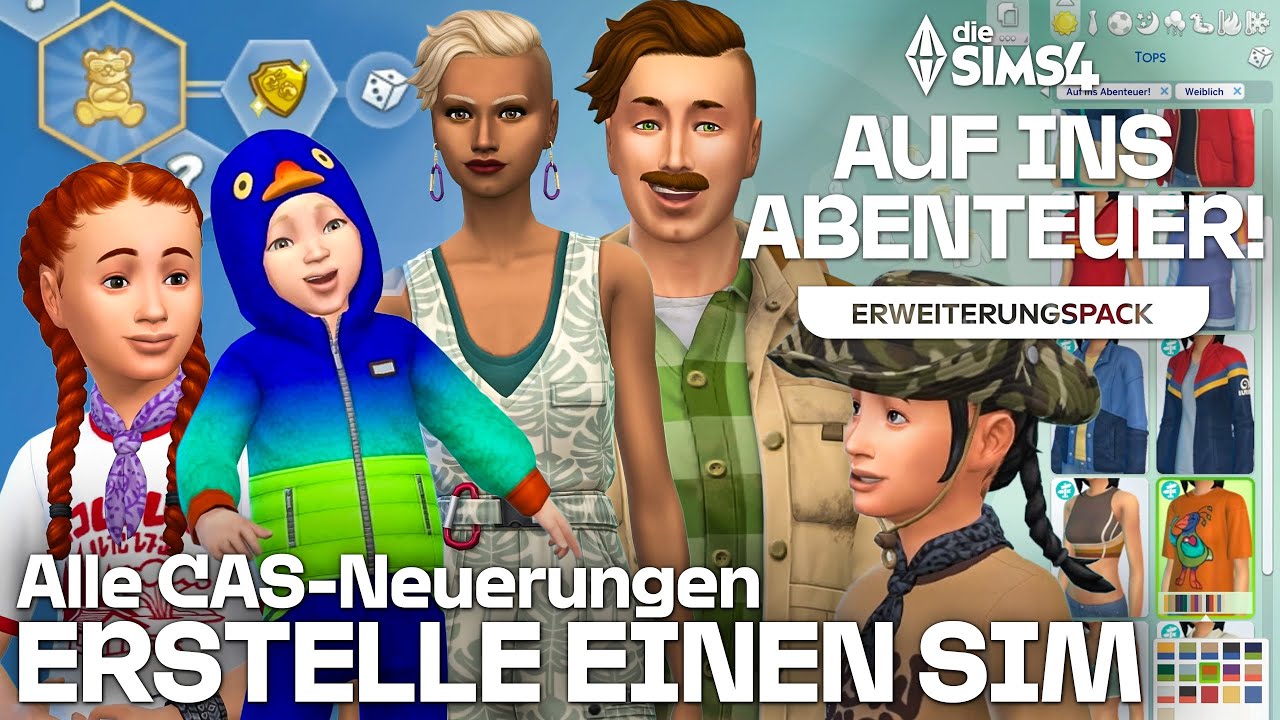 Alle Erstelle einen Sim CAS Inhalte im 🏹 💚 Die Sims 4 Auf ins Abenteuer Pack