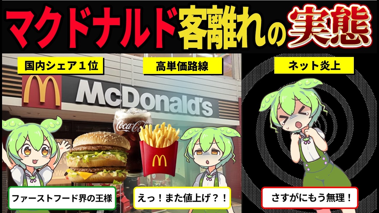 天下のマクドナルドに黄信号…客離れ続出の真相とは？【ずんだもん解説】