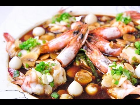 [Thai Food] Steamed shrimp with garlic (Goong Nueng Kra Tiam Tone)