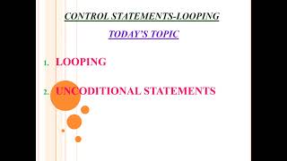 Control Structure-Looping And Unconditional Statement in C# in Tamil