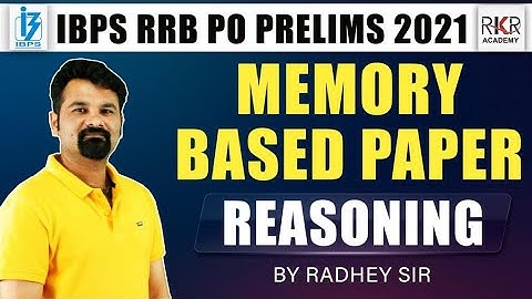 Memory Based Paper I IBPS RRB PO Prelims 2021 I Reasoning I By Radhey Sir