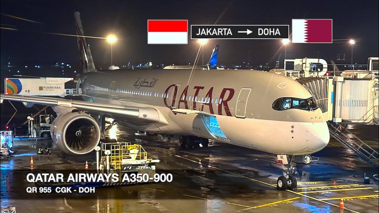 TOTALLY PAMPERED ON A RED-EYE FLIGHT! | Qatar Airways A350-900 | Jakarta ✈ Doha | Economy Class