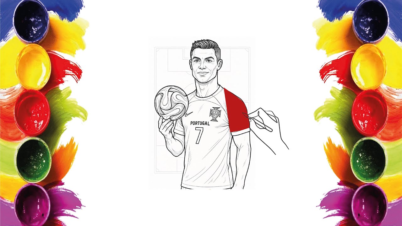 Cristiano Ronaldo Coloring | Football Sketch with Crayons | Mini Artists World