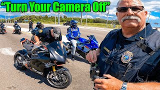 6 COPS RAID & SHUT DOWN GROUP RIDE 😤 | Panigale V4 SP2, Ninja H2, Hayabusa, ZX10r, ZX6r, R6