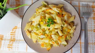 🥬😋 ПАСТА З ОВОЧАМИ ТА КУКУРУДЗОЮ.СМАЧНА ШВИДКА СТРАВА МАКАРОНИ З КАПУСТОЮ.🥬😋