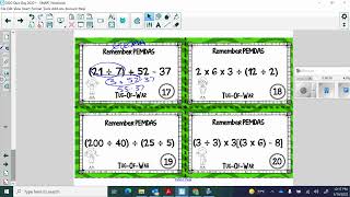 KMS 6th Grade Math - Order of Operations Activity