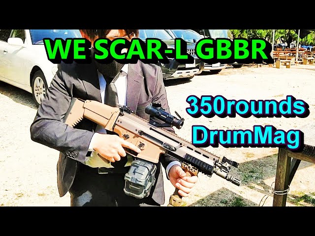 WE SCAR-L GBBR AW350連ドラムマガジン【サバゲー】 - YouTube