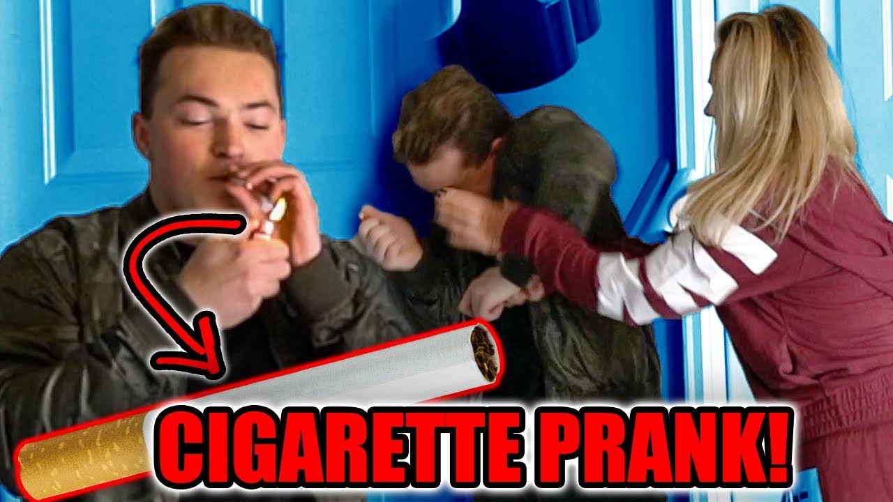 Fake cigarette scare prank on family! 