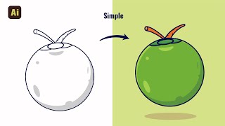 How to Draw a Coconut (Beginner) illustration -Adobe Illustrator Tutorial