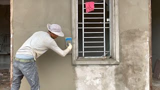 EP.22 How To Render Cement Wall DIY , ការងារសីជញ្ជាំង | MengCivil Construction