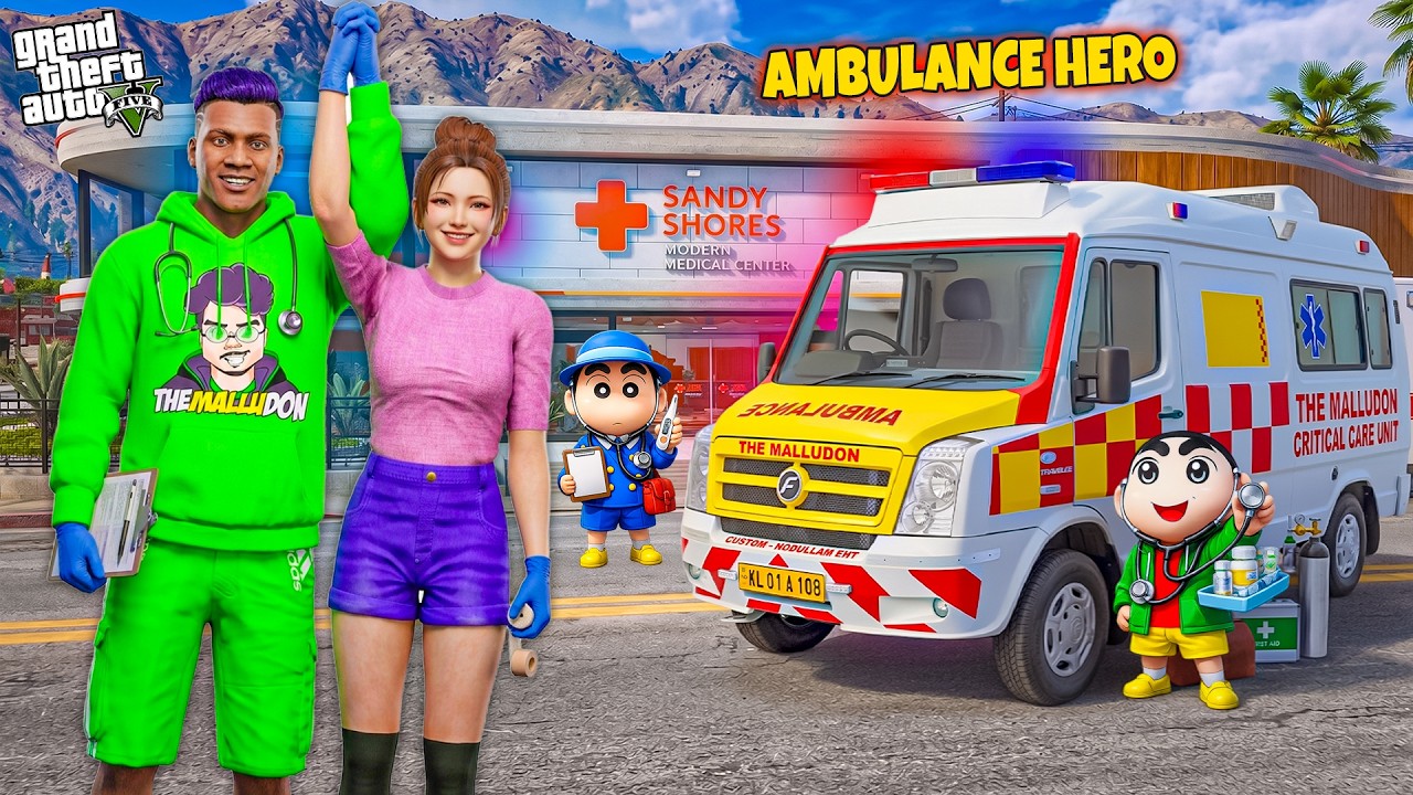 Franklin, Shiranui & Shinchan Became Ambulance Drivers! 🚑🔥| GTA 5 Malayalam