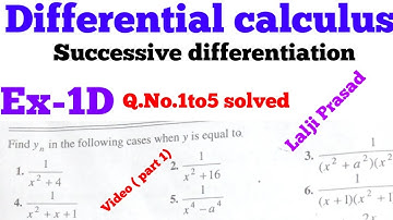 Differential calculus successive differentiation Ex-1D question number 1to5 solve Lalji Prasad