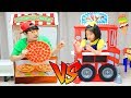 Boram vs Konan play with Pizza Stor Toy and Ice Cream Truck