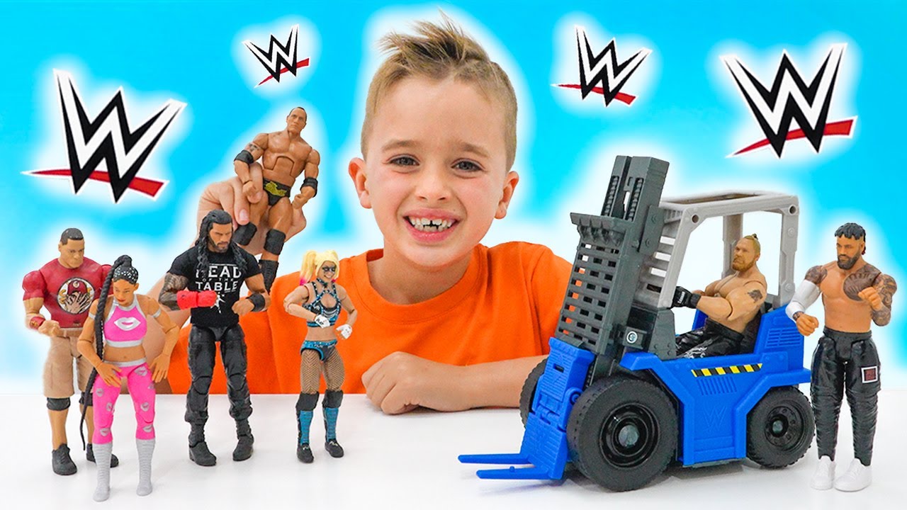 ⁣Vlad and Niki 5 Locks Challenge with WWE toys Forklift