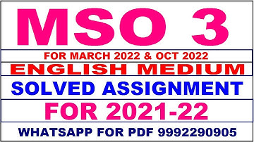 MSO 3 Solved Assignment 2021-22 in ENGLISH,  Whatsapp For Pdf  9992290905.