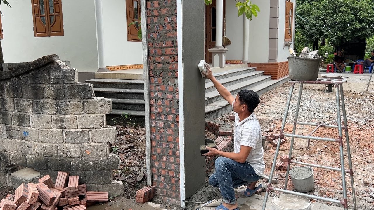 Gate Column Construction Techniques Construction And Rendering Gate Column With Bricks, Sand ...