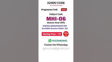 MHI 06 Solved Assignment PDF 2024-25 in Hindi, MAH program MHI-06 Solved assignments