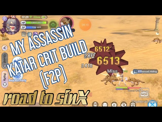 my F2P assassin katar crit build (update lvl 56) Road to SinX | RoX Ragnarok X Next Generation class=