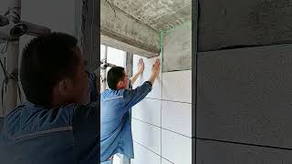 🧱🏗 Exterior Wall Tile Laying Process Under A Balcony Beam