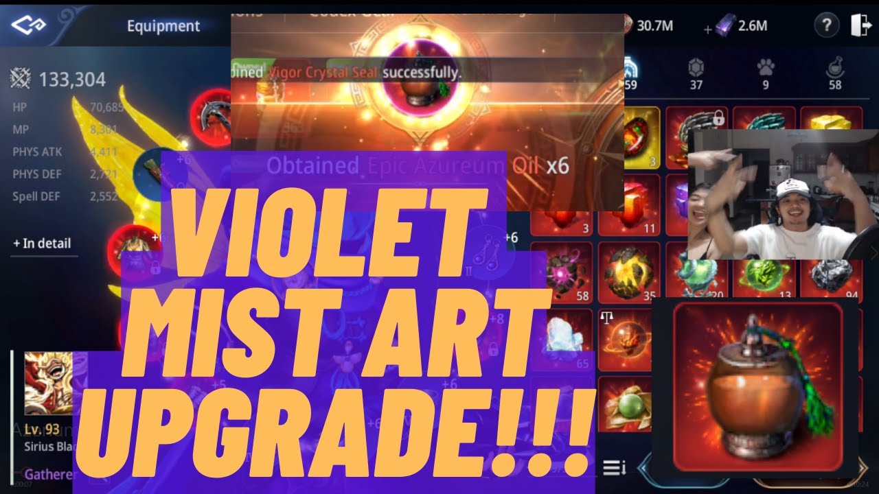 MIR4 CRAFTING " EPIC AZUREUM OIL " GREAT SUCCESS SPAM FOR INNER FORCE UPGRADE "VIOLET MIST