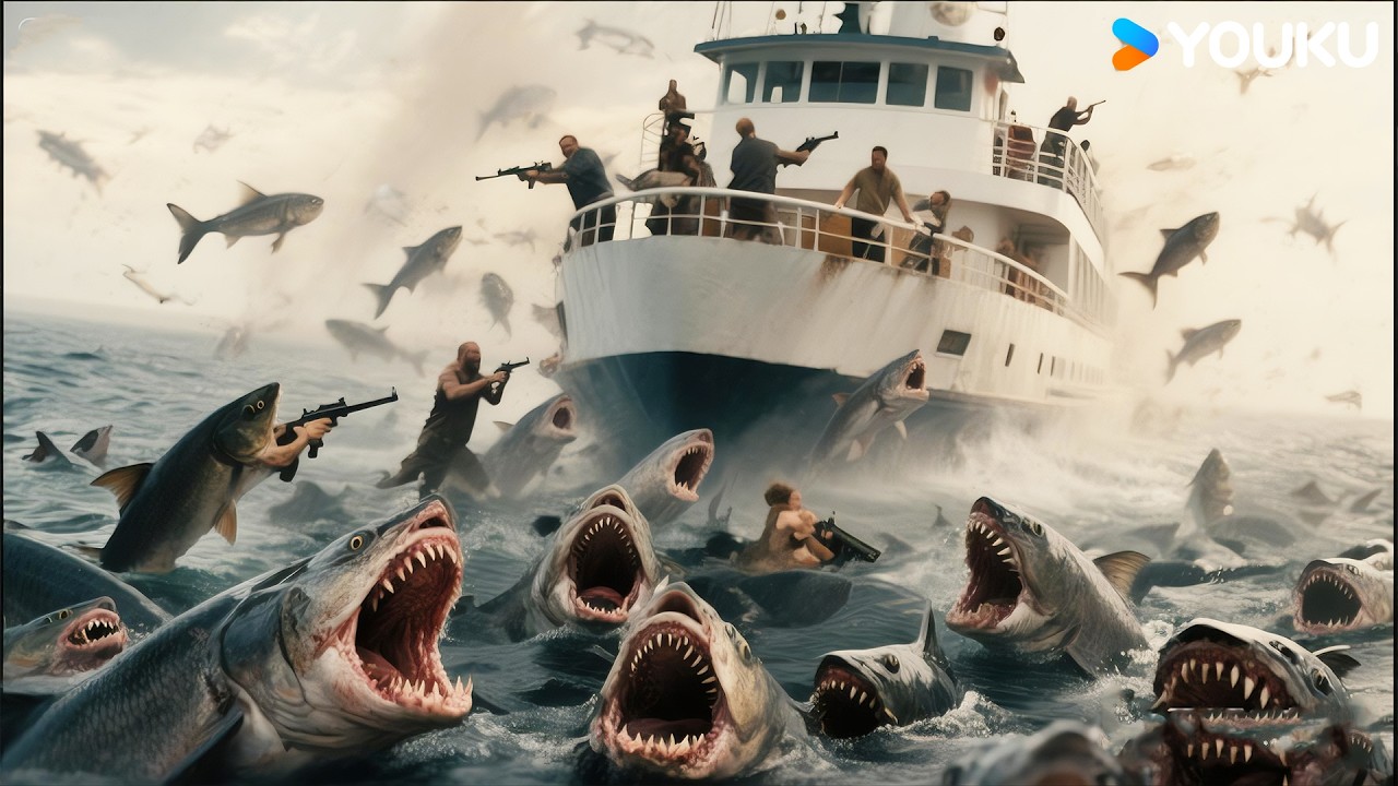 🐟💀🚢HUGE PIRANHA SWARM fly at ship! Oh-ho! Flesh feast! | Snake | YOUKU MONSTER MOVIE