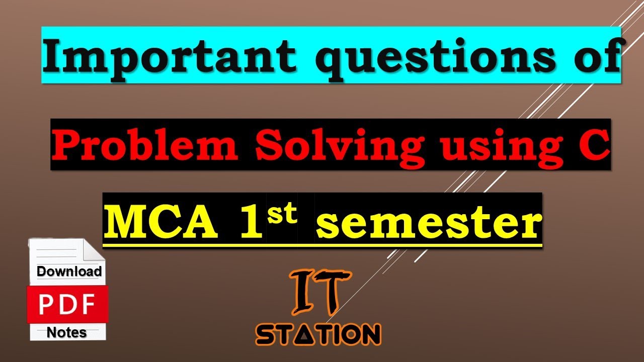 problem solving using C important questions|| MCA 1st semester 2025 ...