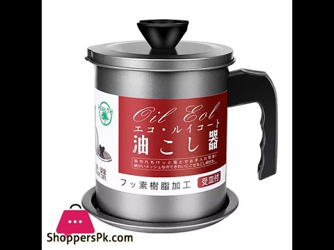 Oil Filter Pot Strainer Suitable For The Storage Of Frying Oil and Cooking Grease 1.7Liter