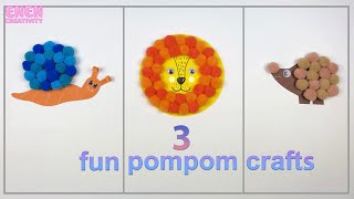 Download Lagu Three Amazing fun pompom crafts for kids|Secret to a perfect pom pom🦁🦔🐌 MP3