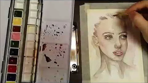 Quick Watercolor Portrait Painting (Time-lapse Video)
