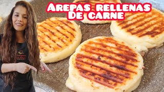 Cómo hacer AREPAS RELLENAS CON CARNE Y QUESO, fáciles y DELICIOSAS  COLOMBIANAS