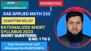 DAE | Math 233 | 2nd Year | Chapter No 7| Short Questions | Question No 1 to 3 | Short syllabus 2023