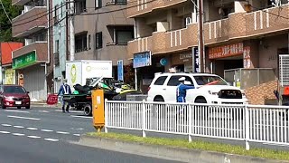 【下り坂光電管ネズミ捕り】突然目の前に現れる警察官にアメ車の陽キャ軍団が青ざめるこれからジェットスキーでブチ上げようとするもその前にスピード違反で警察官からキツーイお灸が笑他・ネズミ捕り4連発