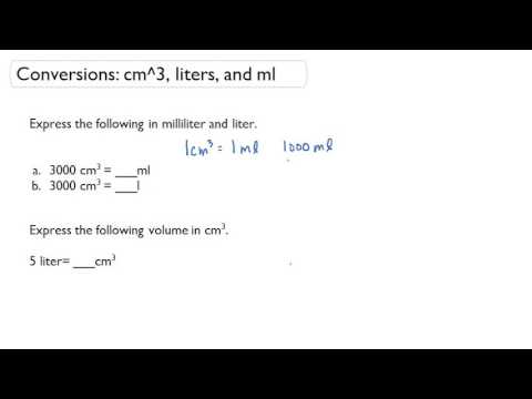 Conversions Cm3 Liters And Ml Youtube