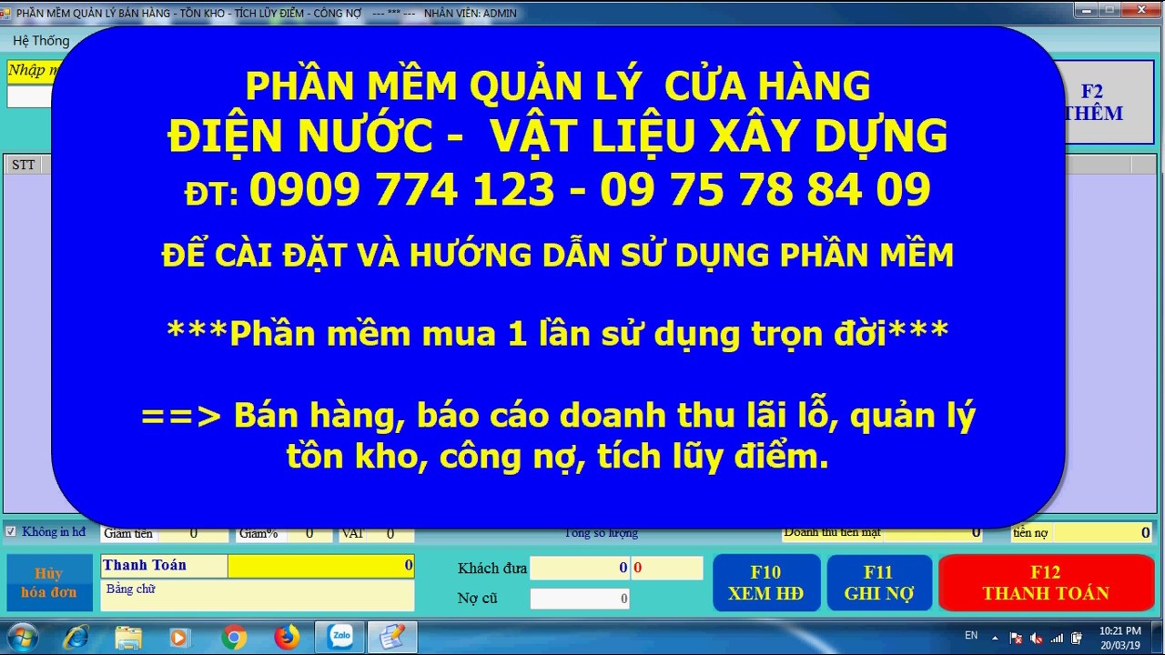 PHAN MEM QUAN LY BAN HANG CUA HANG DIEN NUOC | VAT LIEU XAY DUNG vlxd