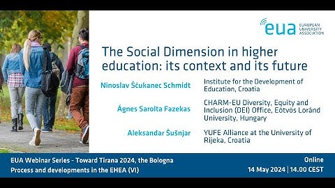 EUA webinar series - The Bologna Process (VI): The Social Dimension in higher education