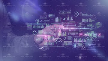 Businessman works with data array virtual infographics.