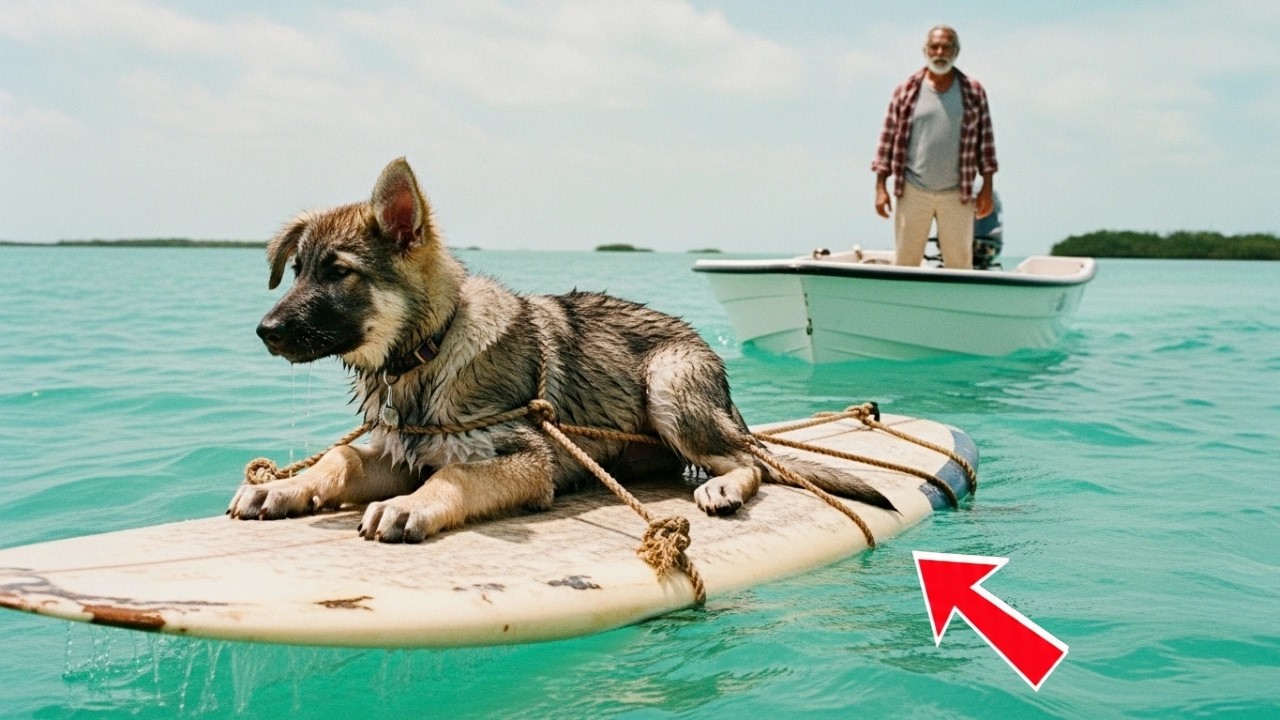 Привязанный к доске для серфинга и брошенный тонуть 💔 — История щенка и ветерана, который его спас