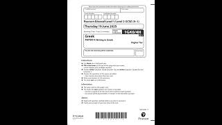 Edexcel GCSE Greek Paper 4h 2025 Question Paper Pdf