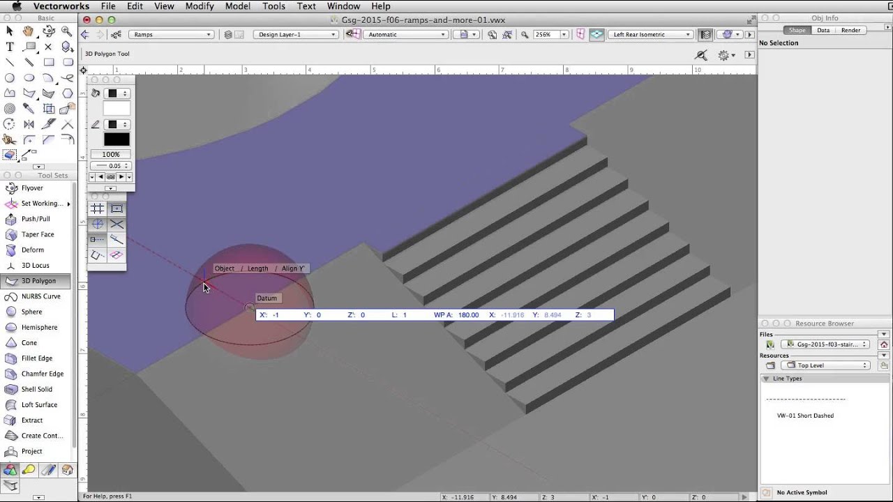 GSG - Vectorworks Fundamentals 2016 - 08 Ramps and Ledges Part 2 - YouTube