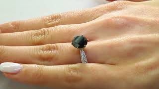 Round Cut Black Diamond Engagement Ring with White Diamond Accents in White Gold (MVSB0011-W) Round Cut Black Diamond Engagement Ring with White Diamond Accents in White Gold (MVSB0011-W)