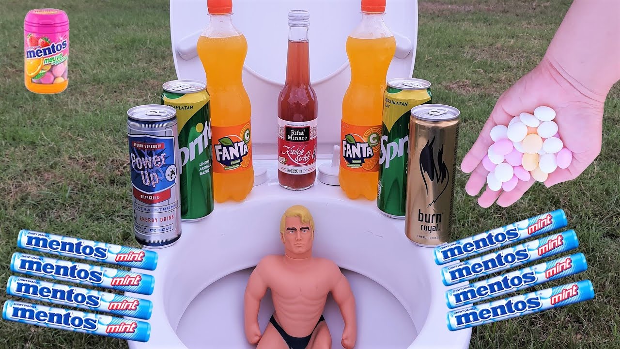 Experiment Closet, Stretch Armstrong Sprite, Fanta, Burn Energy, Power Up, Cranberry Sorbet and Ment