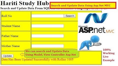 Best Way to Update Data After Search in Asp.Net MVC with SQL Database | Hindi | Free Online Classes