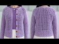 ONLY ONE ROW💯😱 Crochet Easy Stitch for Sweater Vest Cardigan Blouse 😍 Crochet Women Sweater Stitch