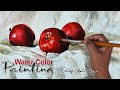 Watercolor stilllife painting  easy way to paint apple  learn how to paint apple