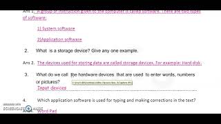 Worksheet Q. and Answers of Hardware and software