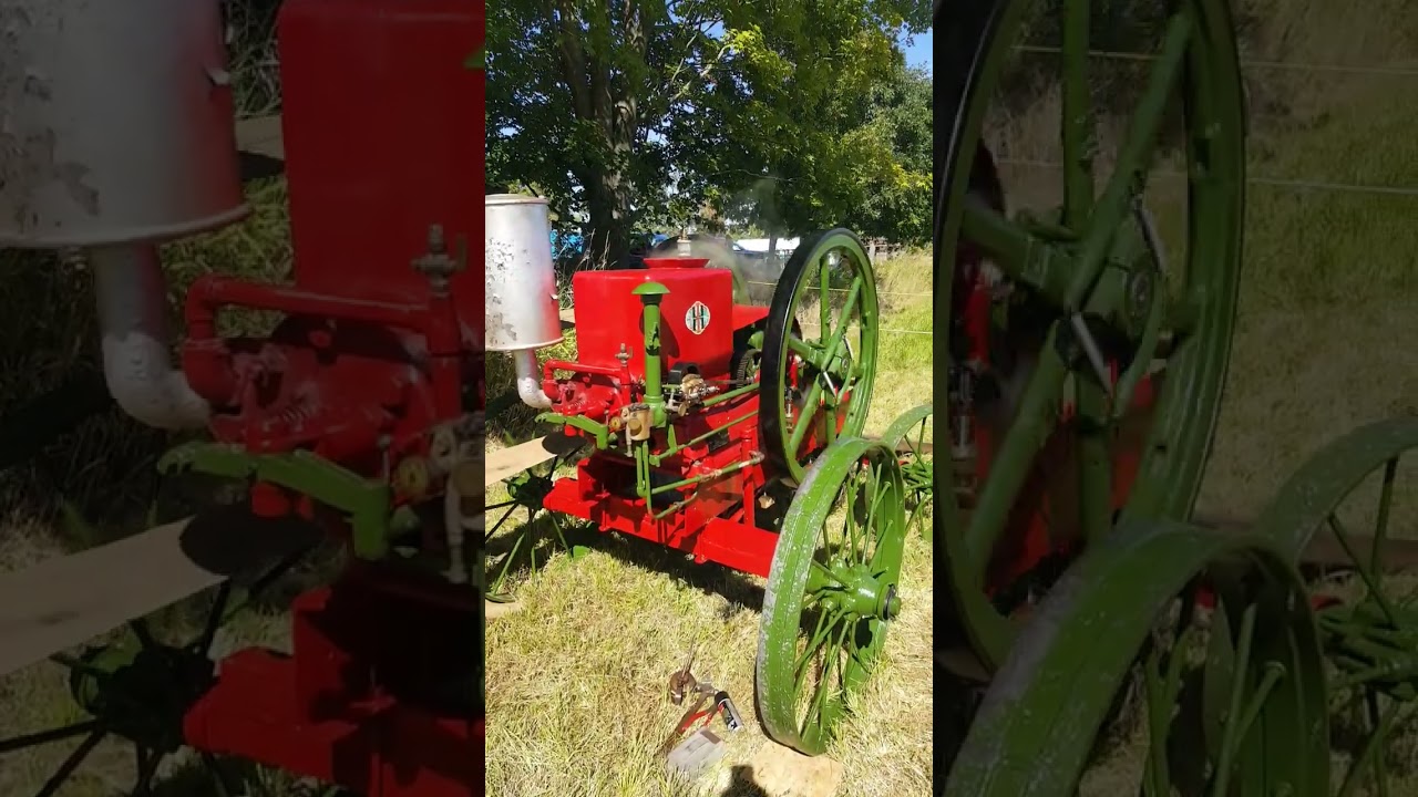 1914 IHC 8hp Titan engine powering a 1914 IHC Sterling threshing mill