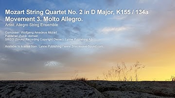 Mozart String Quartet No. 2 in D Major. K155 / 134a: Movement 3. Molto Allegro