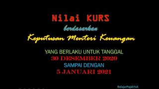 Nilai Kurs KMK untuk Bea Masuk, PPN dan PPnBM, Bea Keluar, PPh tanggal 30 Desember 20 - 5 Januari 21