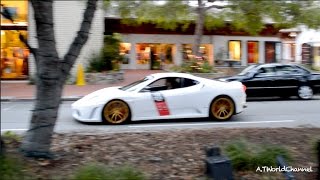 An insanely loud ferrari f430 fitted with straight pipe f1 exhaust
blasting on the road. white color and gold rims lowered suspensions,
what is this? ca...