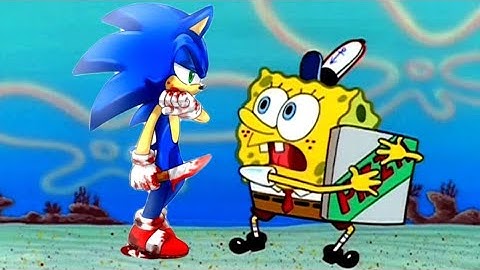 Sonic the hedgehog trying to get a pizza from Spongebob | 2022